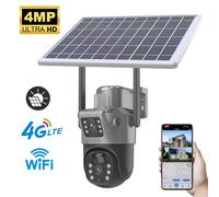 4MP WIFI Wireless PTZ telecamera solare Dual Lens Dual Screen Outdoor 4G IP Camera pannello solare Audio PIR telecamera di sorveglianza di sicurezza