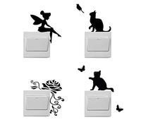 4 Adesivi per interruttori della Luce dei Cartoni Animati, Adesivi Panda, Adesivi per Cani da Compagnia, Adesivi per Gatti per interruttori della Luce, murales per Camera da Letto.