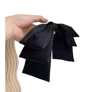 4pc Big Satin Hair Clip Bows Women Solid Pink Black Multi Layer Pin Korean Fashion Pinches For Accessories(Black)