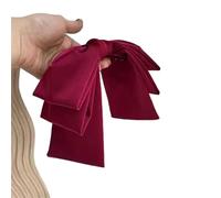 4pc Big Satin Hair Clip Bows Women Solid Pink Black Multi Layer Pin Korean Fashion Pinches For Accessories(Red)