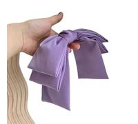 4pc Big Satin Hair Clip Bows Women Solid Pink Black Multi Layer Pin Korean Fashion Pinches For Accessories(Purple)