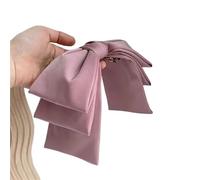 4pc Big Satin Hair Clip Bows Women Solid Pink Black Multi Layer Pin Korean Fashion Pinches For Accessories(Pink)