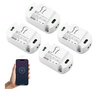 4PC Interruttore WiFi, Interruttore Alexa Luci, Mini Interruttore Smart Home Luci, Controllo Vocale/Timer, Interruttore intelligente Con Controllo Tuya/Smart Life APP compatibili con Alexa Google Home