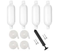 4PC Parabordi Per Barca Marine,40x10cm Boe Nere Gonfiabili,Comprese Le Linee Dei Parafanghi,Compresa La Pompa,Quattro Spine d'Aria, PVC Bumper Barca per Imbarcazioni per imbarcazioni da 3 a 6 metri