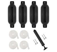4PC Parabordi Per Barca Marine,40x10cm Boe Nere Gonfiabili,Comprese Le Linee Dei Parafanghi,Compresa La Pompa,Quattro Spine d'Aria, PVC Bumper Barca per Imbarcazioni per imbarcazioni da 3 a 6 metri