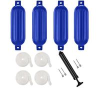 4PC Parabordi Per Barca Marine,50x14cm Boe Nere Gonfiabili,Comprese Le Linee Dei Parafanghi,Compresa La Pompa,Quattro Spine d'Aria, PVC Bumper Barca per Imbarcazioni per imbarcazioni da 3 a 6 metri