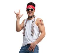 4pc Punk Rocker Set 80s 90s Rock N Rotolo Donna Uomo Costume Kit Occhiali Fascia