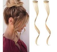 4PC Synthesis Bangs Wig Hair Extensions Curly Clip-on Front Side Long Wavy Blone(G,14inches)