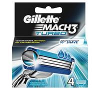 4pc Uomo Gillette Mach3 Turbo Razor Blades - lame gillette turbo 4 mach3 pack cartucce rasoio genuino uomo 100
