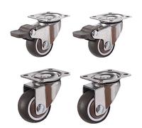 4Pcs 1-2inch Rotelle for mobili Ruote in gomma morbida Ruota universale Girevole Ruota a rulli for piattaforma Trolley Accessorio(No brake,1.25 inch)
