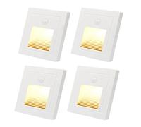 4pcs 1,5W Applique LED da incasso per scale Bianco Caldo 3000K Segnapasso LED Luci scale da incasso con Sensore di Movimento per scatola rotonda da 60mm, quadrata da 86mm 230V Bianco per Interno