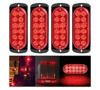 4pcs 12LED Impermeabile Ultrasottile Spia Luminosa Luci Rosso Pericolo Luce Rosso Lampeggiante,Emergenza 12-24V Luci Ambra Pericolose per Auto Camion Rimorchio Caravan Moto Spia Luminosa (Rosso)