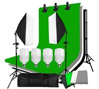 4pcs 25w Led Photo Studio Softbox Soft Box Lighting 4 Backdrop + 2x2m Background Support Stand Kit for Video Shooting (Color : A Size : Kit)