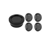 4pcs 58mm Lens Cap with Lens Cap Leash Hole Bundle For Dslr Cameras & 1 set Black Plastic Camera Body Cover + Rear Lens Cap For
