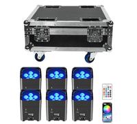 4PCS 6 * 18W Luce Par a Batteria LED con Flightcase, Ricaricabile Luci per Feste in Discoteca RGBWA+UV 9600 mAh, Faretto per Effetti Scenici con Telecomando/APP/DMX per Compleanno Feste Sul Palco