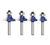 4Pcs 6.35mm 1/4inch Shank Corner Round Level Over Router Bit for Wood Woodwork Tungsten Carbide