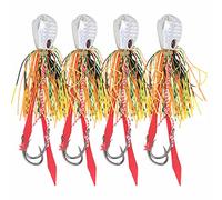 4pcs 65g esche da pesca con gancio | Gonne di silicone per un'azione migliorata | Lifele 3D Eyes & Rock - Collision Head | Esche artificiali per basso/trota/panfish (Silver)