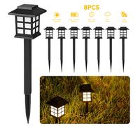 4PCS/6PCS/8PCS Luci da prato ad energia solare Lampada da giardino per esterni sotterranea Design in stile casa Luci calde montate al pavimento