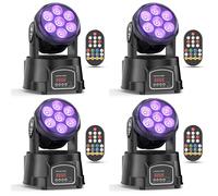 4PCS 7X15W Teste Mobili LED Luci dmx512 RGBW 4 in 1 Luci da Discoteca Palco Luce di Scena con Telecomando per Halloween Party Club Bar Casa Feste