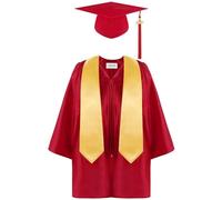 4PCS Abito Da Laureato Set Toga Laurea Per Bambini, Asilo Costumi Laurea e Tocco Cappello Laurea, Costume da Laureato per Bambini Stola Set Nappe Per Studenti 2-12 Anni (A01-Red, 10-12 Years)