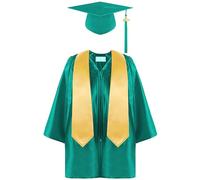 4PCS Abito Da Laureato Set Toga Laurea Per Bambini, Asilo Costumi Laurea e Tocco Cappello Laurea, Costume da Laureato per Bambini Stola Set Nappe Per Studenti 2-12 (A04-Mint Green, 8-9 Years)