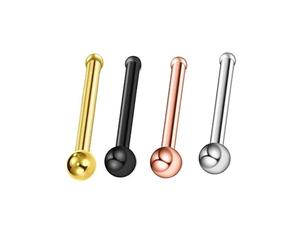 4Pcs Acciaio Chirurgico Titanio Anodizzato A Forma di L Naso Stud Dritto Piercing Naso Osso Anelli Monili per Il Corpo e Piercing 20g Attractive Design