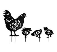 4Pcs Acrilico Cavato Pollo Palo Giardino Art Set All'aperto Gallina Pulcino Scultura Per Prati Patio Yard Decorazione Acrilico Pollo Garden Art Set