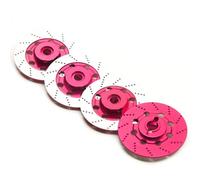 4pcs Adattatore esagonale con bordo del disco freno in alluminio Compatibile con 1 a 10 D4 AWD RWD Drift Cars Racing Vehicle Parts(Pink)