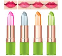 4Pcs Aloe Vera Lipstick Color Changing Lipstick Jelly Lipstick Long Lasting Moisturizer Lip Balm Magic Temperature Color Change Lip Gloss Set