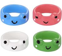 4pcs Anello di Argilla di Rana, Simpatico Animale Resina Acrilica Personalizzato Divertente Anelli Gioielli Regalo per Le Donne Ragazze Adolescenti,F2008 Professionale e attraente