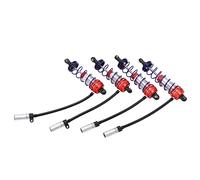 4pcs Assorbitore di ammortizzatore da 92 mm anteriore 105 mm Sospensione smorzabile regolabile dell'olio posteriore per auto RC 1/10 (Rosso)