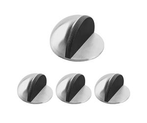 4pcs Autoadesivo Fermaporta Da Pavimento, Montato Mezza Luna Fermaporta, Lucido Ovale Ferma Porta Da Pavimento Con Colla Wall ProtectorPer Uso Domestico E Ufficio (Argento)