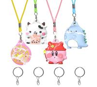 4pcs Bambini Cartoon Collana Case per Apple AirTag, Custodia in Silicone Confortevole e Regolabile Nascosto, Collare AirTag Adatto ai Bambini per Plotter GPS Apple AirTag Style B