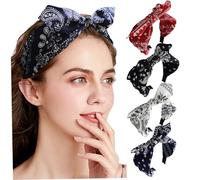 4pcs Bandana Head Band, fascia per le donne con prua annodata per donne, 4 colori Knot Top Helband Paisley per, bandana, annodata per