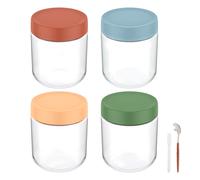 4pcs Barattoli di Vetro da Notte Avena Contenitore Latte Macedonia Cibo Flacone