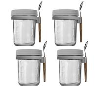 4pcs Barattoli di Vetro da Notte Avena Contenitore Latte Macedonia Cibo Flacone