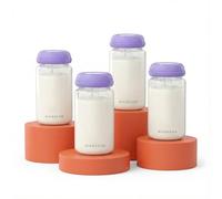4PCS Biberon per Conservazione Latte Materno 300ml Confezione da Raffreddatore Momcozy 650ml- Anti-Perdita Collo Largo Compatibili con Spectra S1 S2 9Plus SG Motif Luna (Viola)