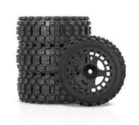 4pcs Bordo Ruota in plastica da 69 mm con Pneumatici in Gomma Universale per 1 18 2s Veicoli compatibili con Grom su Modelli di Corse su Strada Come TT02 XV01 94123 e Auto RC Simili(Black)
