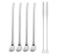 4PCS Cannucce da tè staccabili, YiXuTag Yerba Mate Cannucce Bombilla in acciaio inox con cucchiaio filtrante, , riutilizzabili per tè sciolti, caffè, bevande, con 2 spazzole per la pulizia