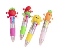 4Pcs Cartoon Multicolore Penna 4-in-1 Retrattile per Diario Note Forniture Artistiche Impugnatura Silicone Penna Multicolore