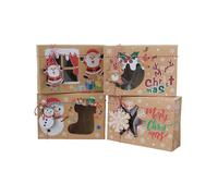 4pcs Christmas Cookie Boxes with Window Food Bakery Treat Boxes Kraft Paper Gift Boxes