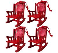 4pcs Christmas in Heaven sedia set con segnale di tag, ornamento commemorativo sedia a legna per una perdita di una persona amata, mini rossa appesa per il ricordo degli alberi