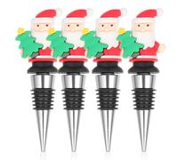 4pcs Christmas Wine Bottle Stoppers riutilizzabile con bottiglia per feste di