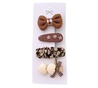 4PCS clip per capelli in tessuto, marrone dolce e carino, mini accessorio per capelli fatto a mano marrone E