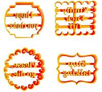 4Pcs Cookie Molds with Good Wishes, Funny Cookie Moulds for Baking Cookie Chocolate, Kitchen DIY Cookie Cutters