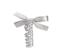 4pcs Cute Silver Elastic Hair Band Headwear Spring Summer Acetate Bow Bubble Braid Telephone Wire Scrunchie Ties(S)