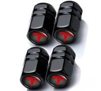 4PCS Decorazione del Tappo della Valvola del Pneumatico della Ruota in Lega di Alluminio per Tesla Model 3 Model S Model X Y Car Badge Tire Dust cap Accessori,-Black