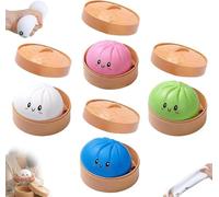 4pcs Dumpling Squishy Mistery Box,dumpling Squishy,mini Glitter Mystery With Steamer Box,Stress & Anxiety Relief Toys For Kids & Adults Non-Edible(A-4pcs)