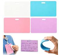 4PCS Erasable Badge Sticky Notes,Reusable Silicone Vertical Horizontal Badge Buddy,Ballpoint Pen Write & Alcohol Erasure,ID Card Badge Reel Notepad,Portable Quick Note Taking Pad for Nurses,Doctor (A)