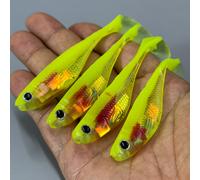 4pcs Esche Artificiali Morbide Minnow per Acqua e Vermicelli Esche da Pesca Bass Jig Carpa Shad Swimbaits Testina di Giunco Fly Fishing